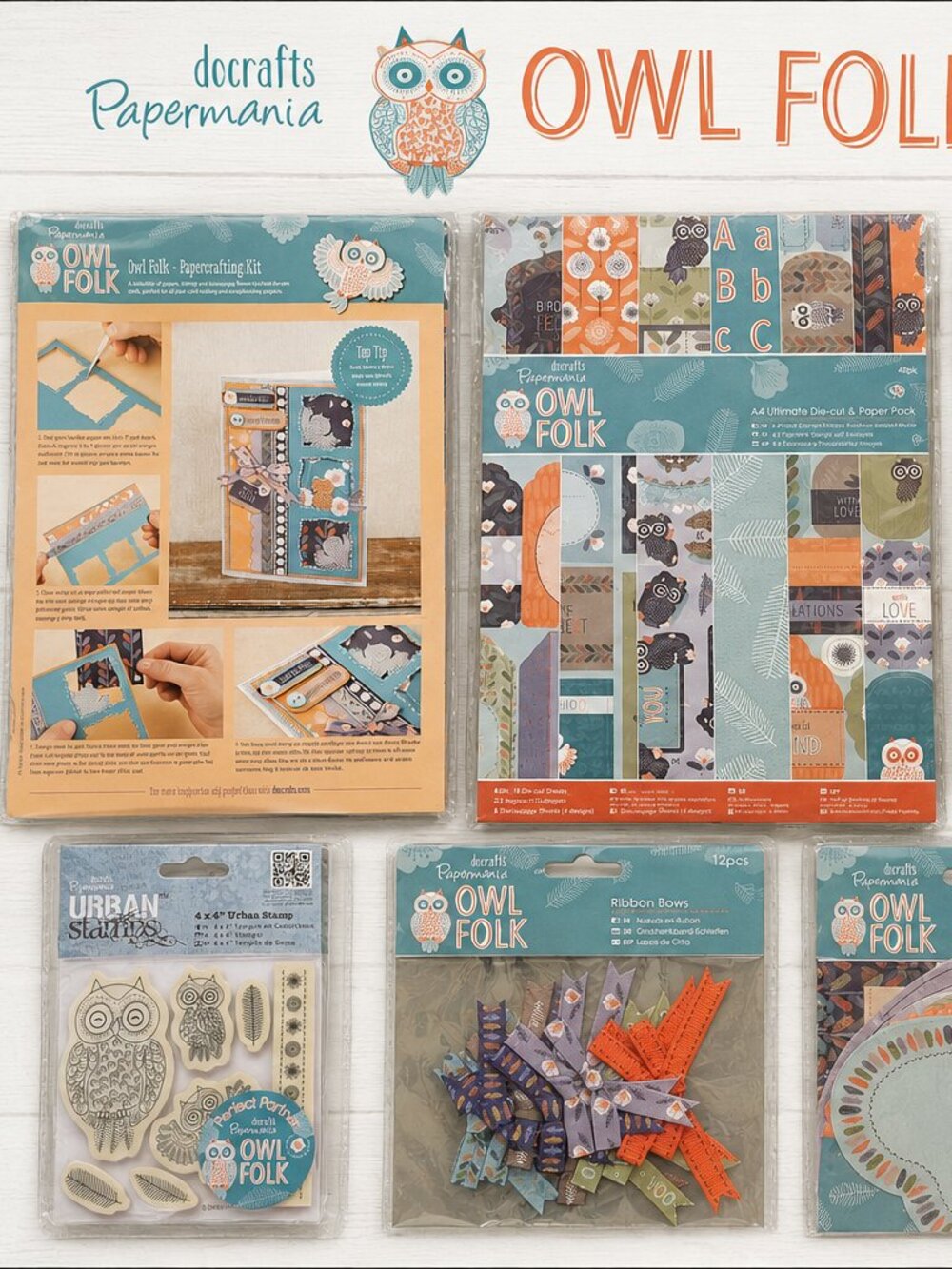 Docrafts Papermania Owl Folk Papercrafting Collection 8 Pc Lot Card Making Scrap